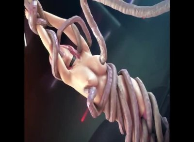 Хентай минет и ебля красотки с щупальцами